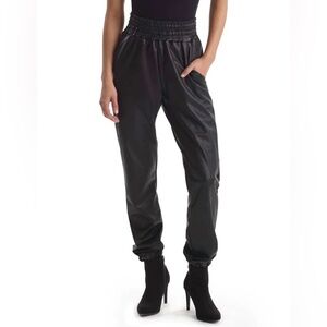 Commando Black Faux Leather Joggers
